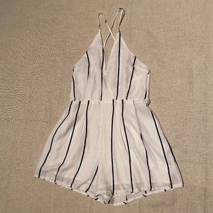 Zaful Stripped Criss Cross Back Romper